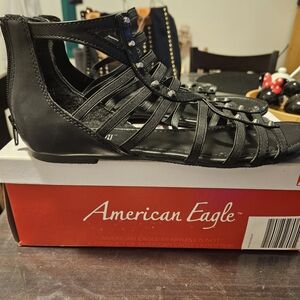 American Eagle Black Gladiator Sandals